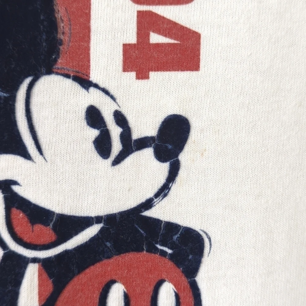 Disney 2004 Y2K Vintage American Flag Mickey Graphic Scoop Neck Tank Top White L - Picture 4 of 11